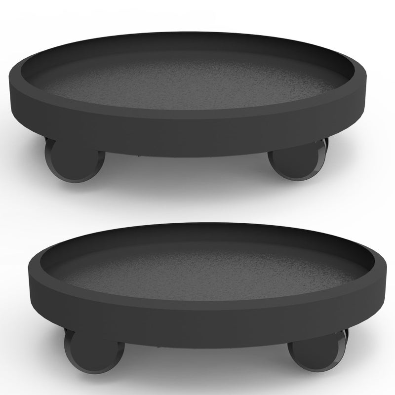 WanderingDonkey 2 Pack of 11 Inch Heavy Duty Plant Caddy with Wheels,Rolling Plant Stand Pot Trolley,Wheeled Planter Saucer Tray,Potted Flower Mover Dolly with Casters Round Coaster for Indoor Outdoor - Image 1